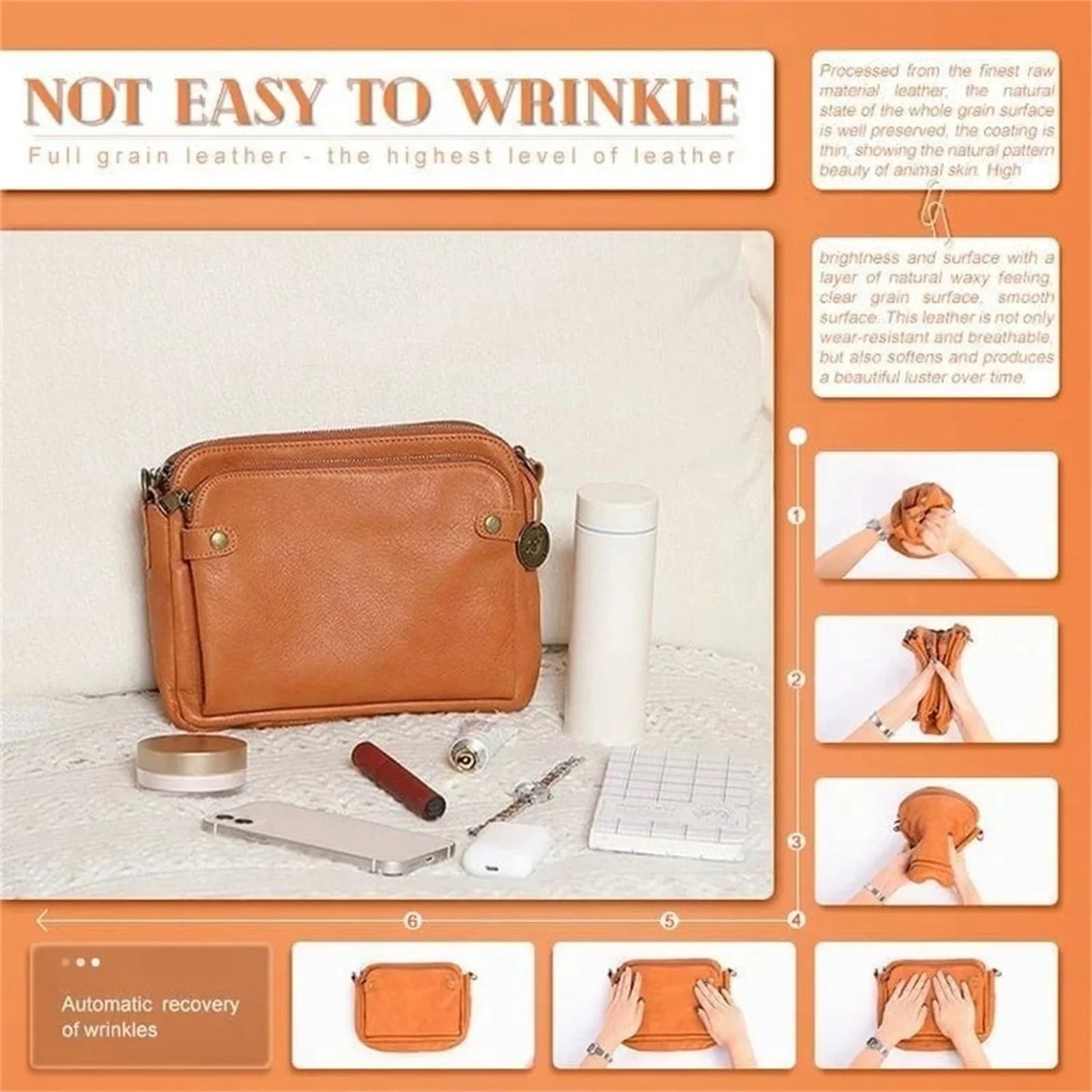 Ladies' Shoulder Crossbody Bag Vintage Handmade Leather Square Messenger Bag Fashion Classic Simple Daily Or Business Bag