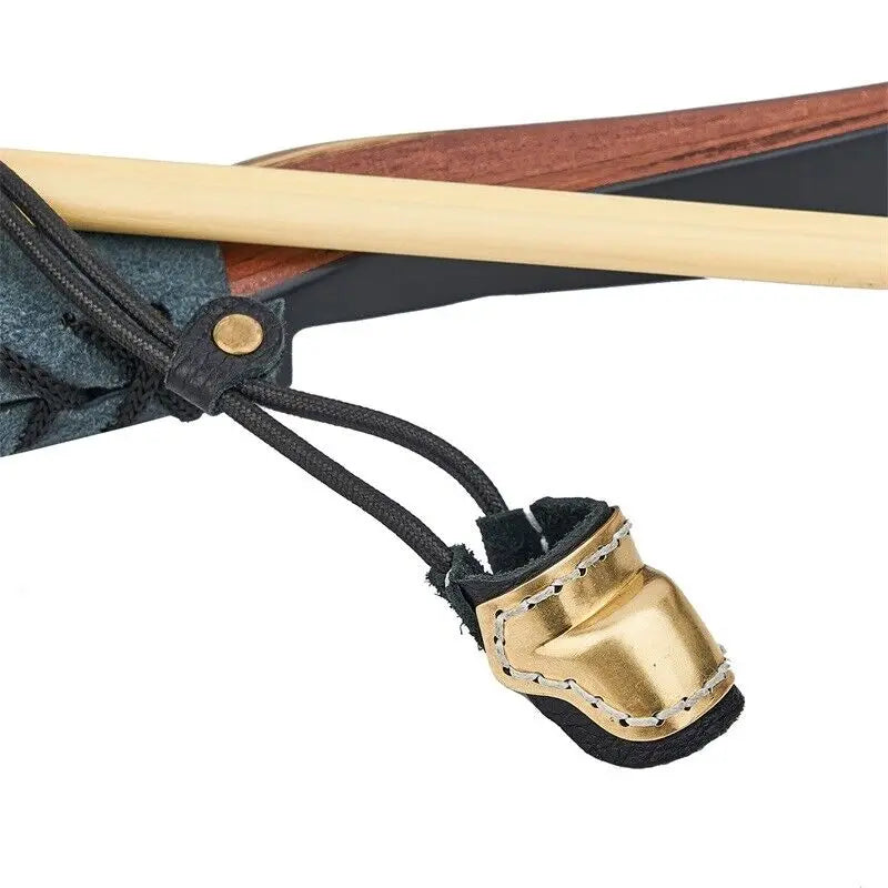 Archery Protector Gear Traditional Bow Cowhide Copper Thumb Ring Finger Guard