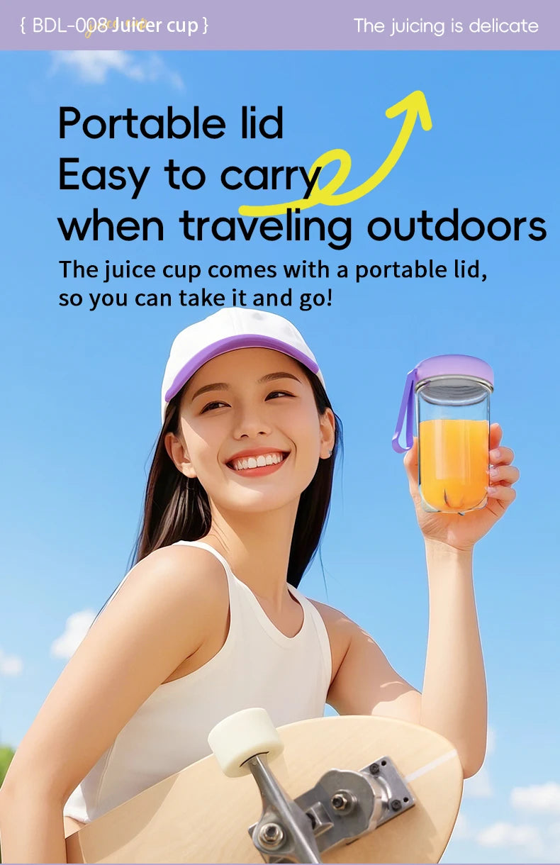 Portable Blender USB Rechargeable Cordless Mini Juicer Mixer for Smoothie Shake Protein Travel Sports Bottle Juicer Cup