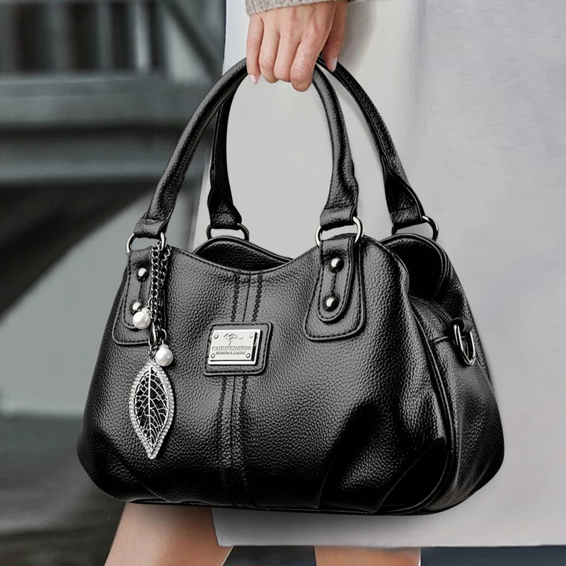 2024 New 3-layer Large Capacity Women Tote Bag Fashion Women's Trendy Shoulder Bags High Quality Soft Leather Female Handbag Sac