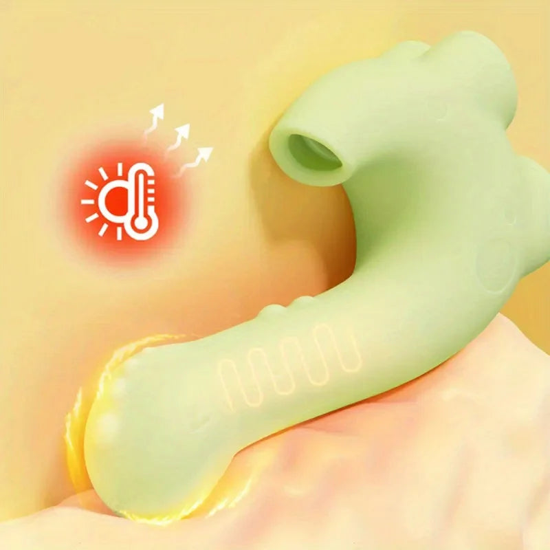 Cute little dinosaur-shaped sex toy5Frequent Sucking10Frequency vibration and heating function female masturbator massager