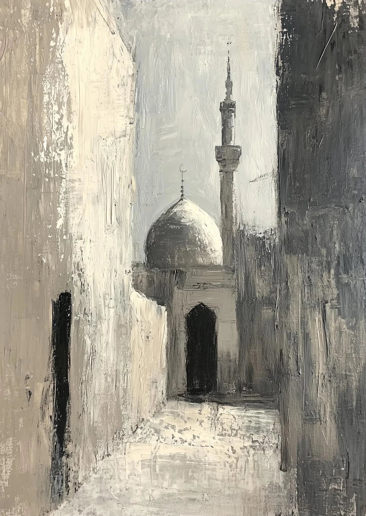 Muslim Mosque Islamic Architecture Archway Poster Minimalist Neutral Beige Canvas Printing Wall Art Picture for Room Home Decor