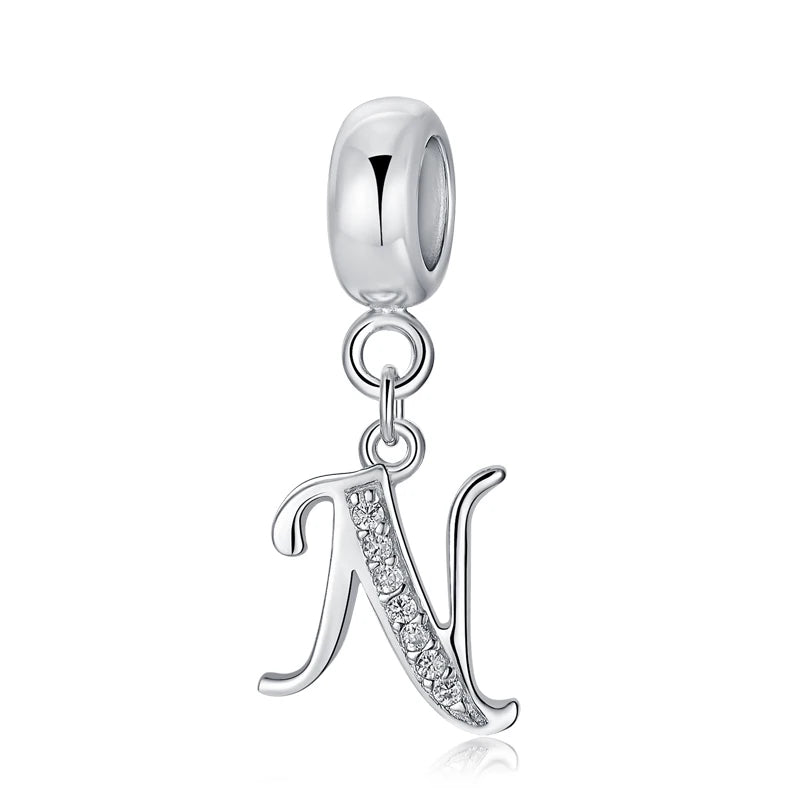 925 Sterling Silver Charms Original Letter Alphabet A-Z Pendant Beads Fit Brand Bracelets Necklaces Diy Jewelry For Women