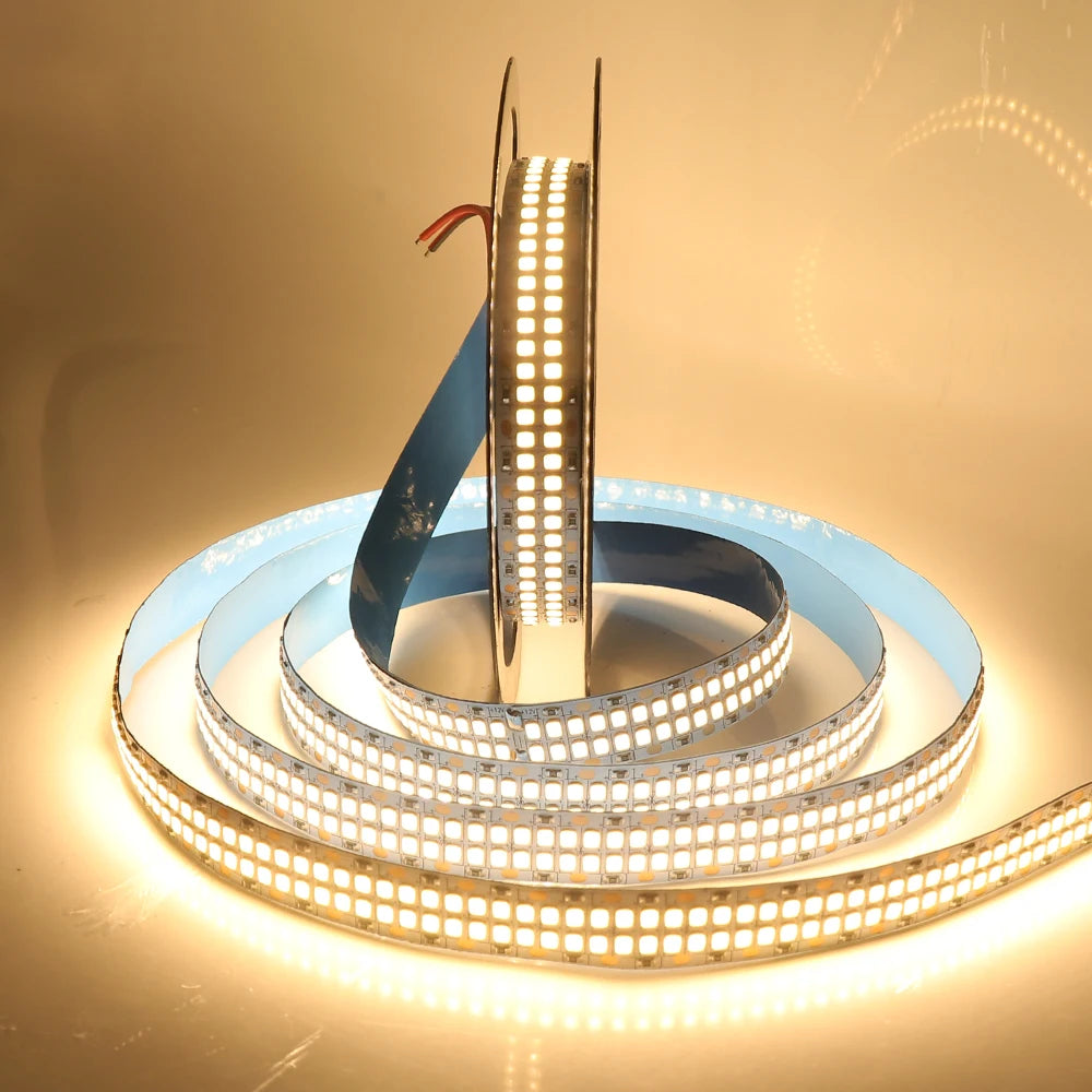 5M LED Strip Light 12V 24V 2835 LED Tape Double Row 480LEDs/m Super Bright Ribbon Diode Warm Natural Cold White Waterproof Lamp