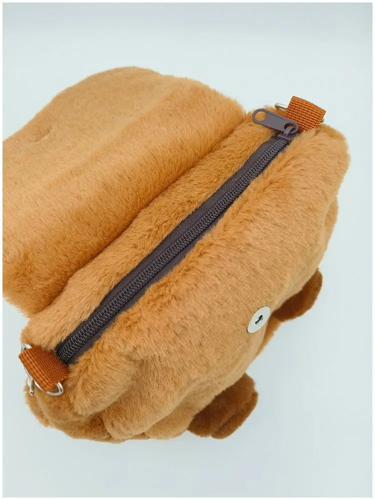 Cute Cartoon Large Capacity Kawaii Capybara Plush Backpack Schoolbag Student Women Bag Crossbody Bag Shoulder Bag Handbag Purses