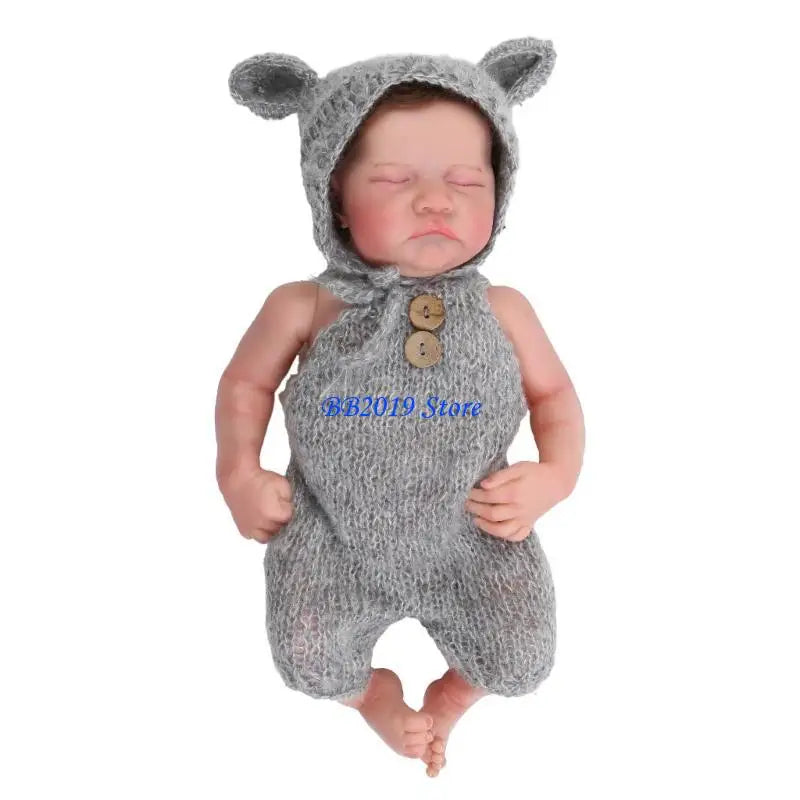 Q0KB 18-inch Reborns Baby Doll Newborn Boy Girl Realistic Sleeping Infant Soft Silicone Full Body Babies Toy Gift