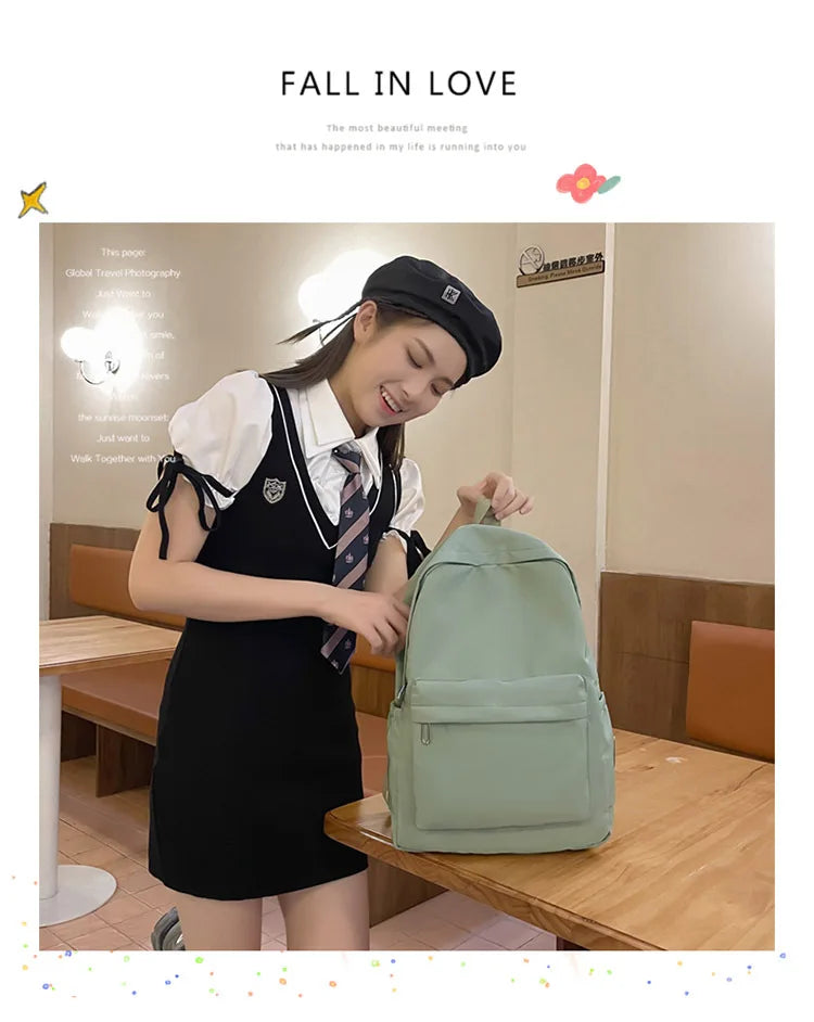 Fashion Canvas Backpack for Women Anti-theft School Shoulder Bag for Teenage Girls New Style Female School Backpack