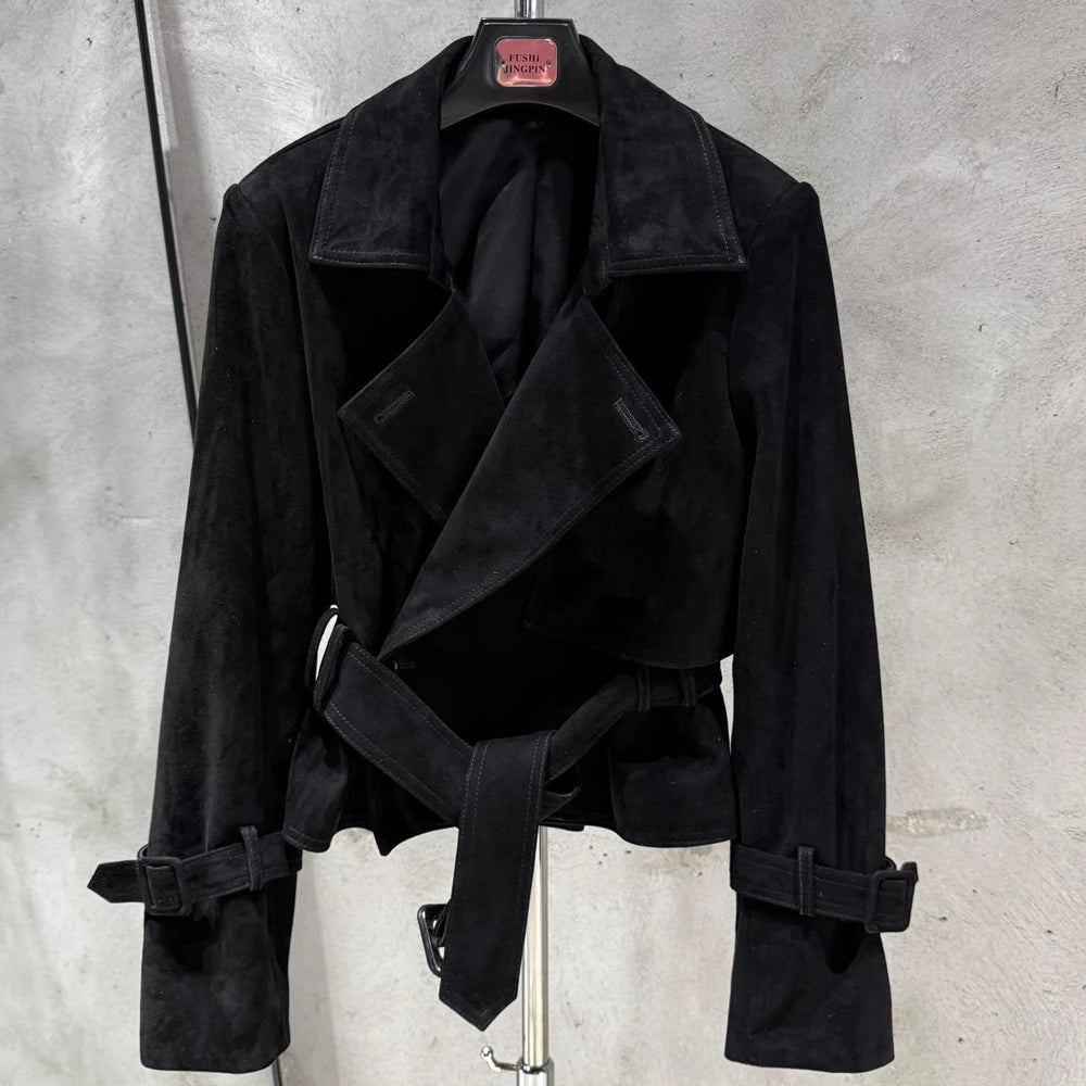 Ladies Blazer Leather Coat Office Lady Sheepskin Jackets Female Genuine Leather Outwear