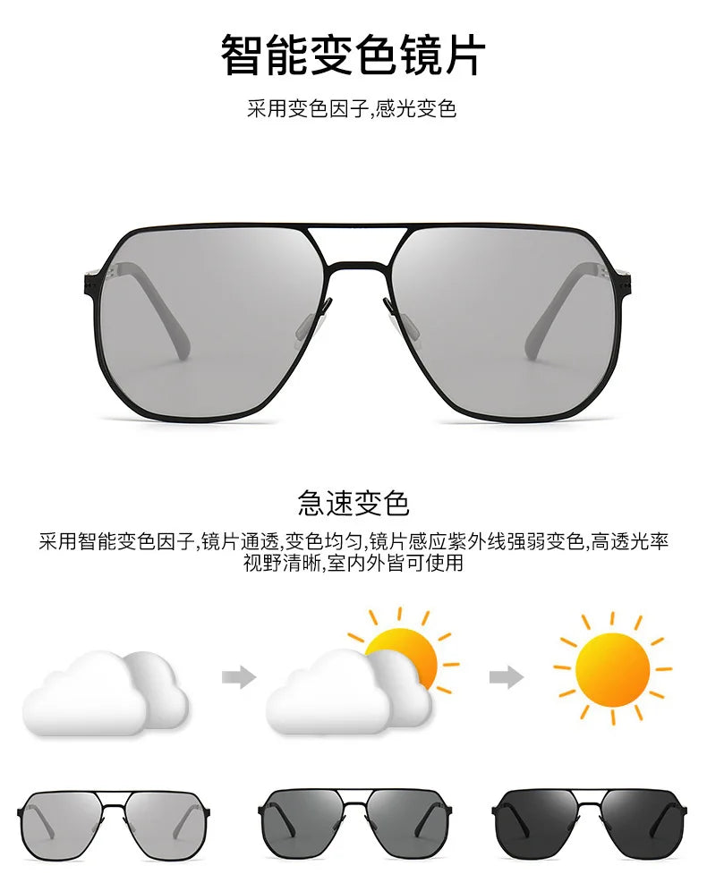 2026 New Men Polarized Sunglasses Special for Driving, UV Protection Trendy Photochromic Sun Glasses