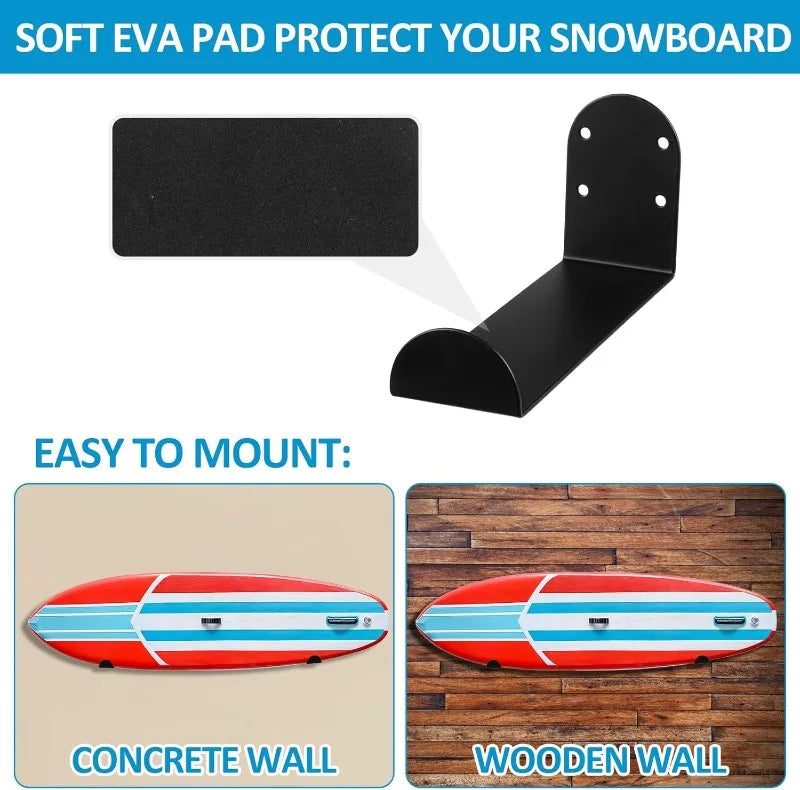 Universal Board Wall Mount Rack Stainless Steel Skate Surf Snowboard Longboard Wakeboard Storage Display Organizer Garage Home