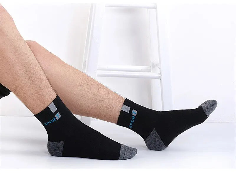 5Pairs/Lot Men's Socks Mid-tube Socks Absorb Sweat Running Professional Sports Socks Breathable Outdoor Basketball Riding Socks