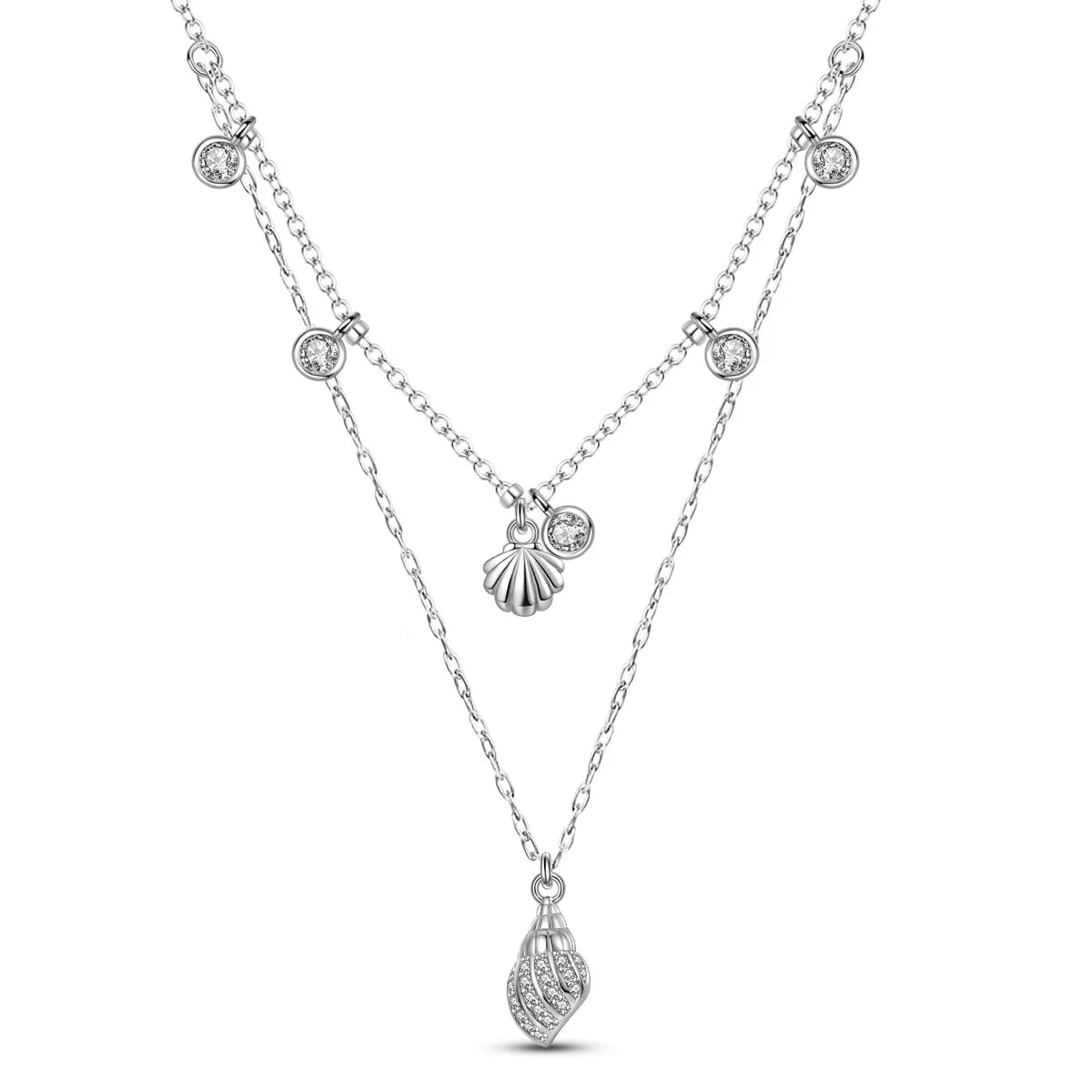 Necklace 925 Sterling Silver Shell Classic Simple Adjustable Women Girls Fashion Jewelry Gift