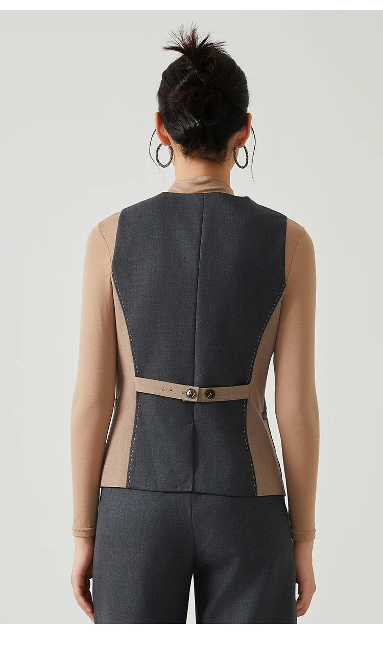 K2548W Luxury women's autumn suits vest wool office business wear formal Laidies woolen clothes