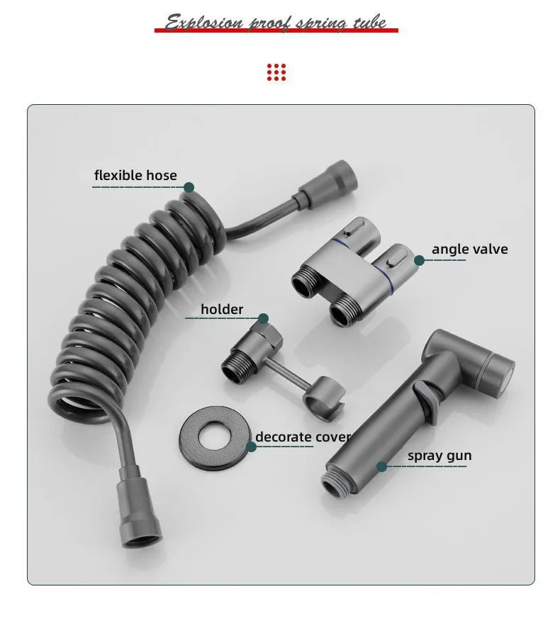Toilet Cleaning Bidet Toilet Sprayer Set Water Portable Handheld Bidet Sprayer Shower Double Outlet Angle Valve Accessories