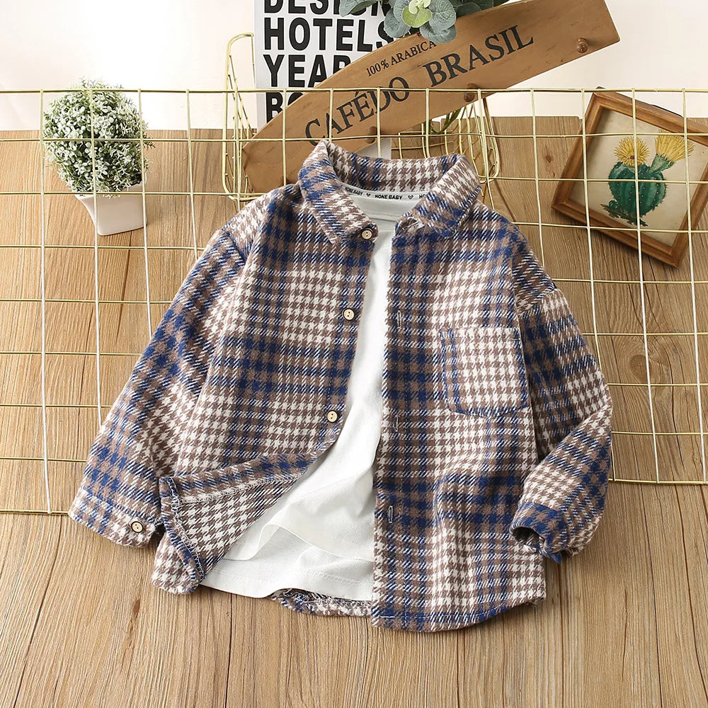 Kids Shirts Boys and Girls Shirts Plaid Printed Girls Blouse Children Clothing for Boys Blouses 2 To 8 Years