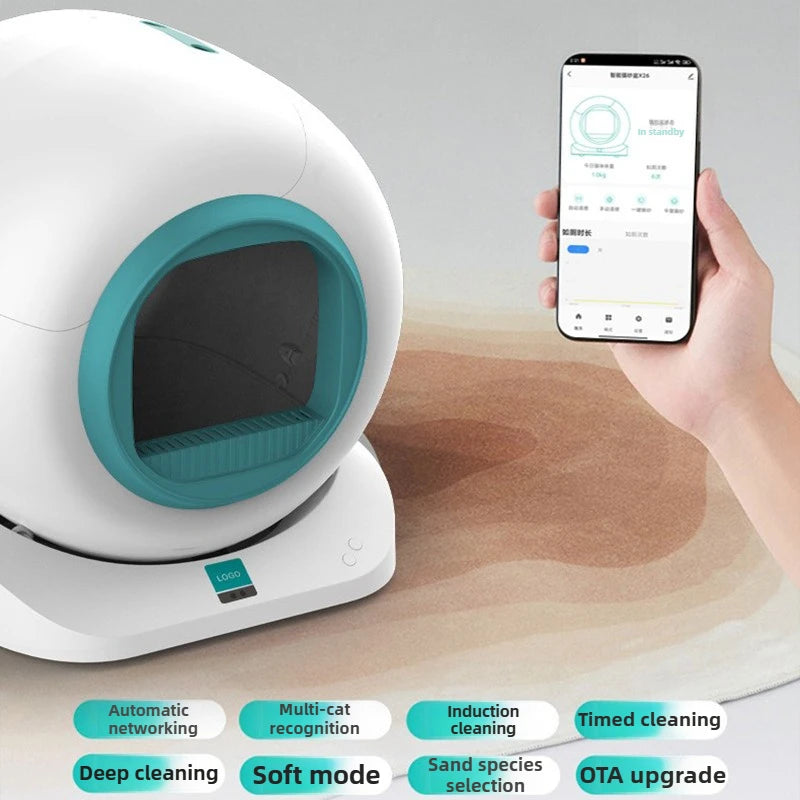 65L Automatic Cat Litter Box Self Cleaning Large Cats Litter Box APP Smart Closed Cat Toilet Dual Deodorization Pet Supplies