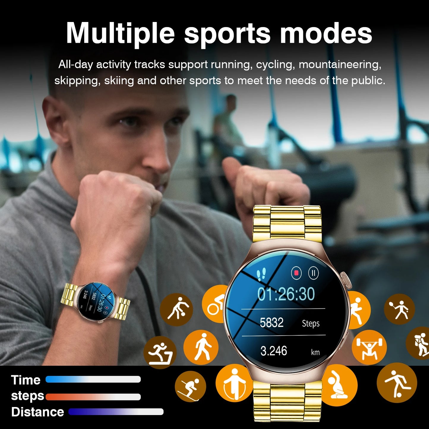Smart Watch, 1.5 " Smartwatches for Men (Answer/Make Calls), Sports Modes with Fitness Tracker Watch, Life Waterproof Activity