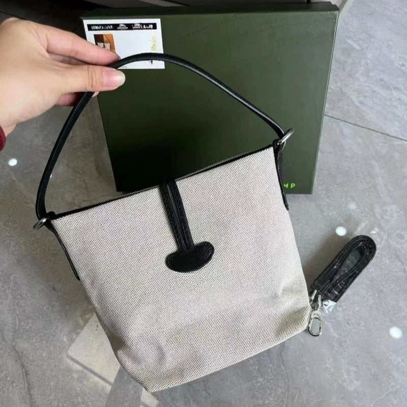 Ladies' canvas hand-held shoulder bag, fashionable and simple crossbody mini bag