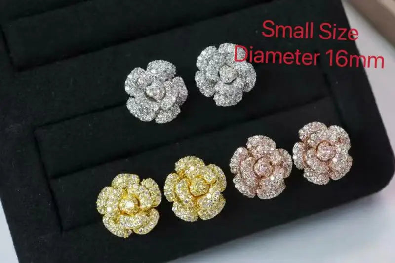 Sterling SILVER Stud Earrings for Women Rose Flower Designer Luxury Original Earring Real Money