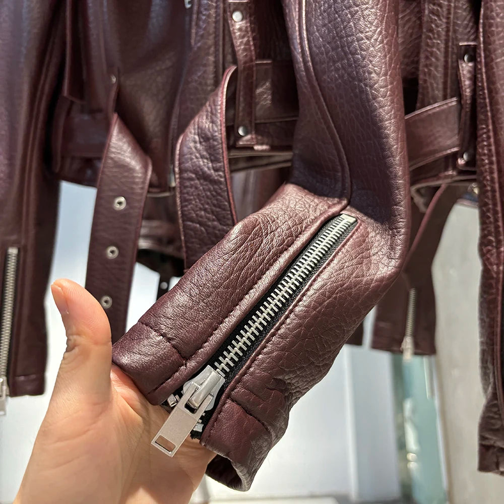 YOLOAgain Real Leather Jacket Women Cropped Jacket Spring 2025