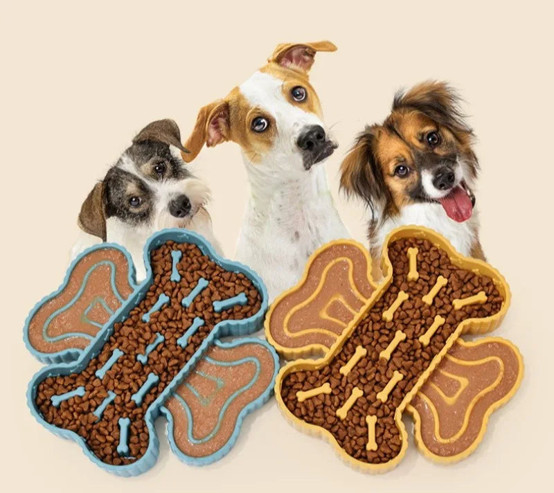 Portable TPR Dog Food Bowl Training Slow Feeder Dogs Bowl Dry Wet Separation Pet Bowls Licking Bottom Suction Cup Pets Supplies