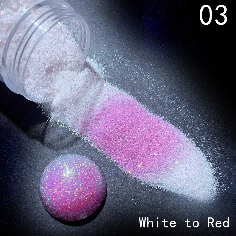 10g/box UV Sensitive Color Temperature Changing Powder DIY Handmade Nail Art Glitter Powder UV Light-changing Cosmetic Pigments