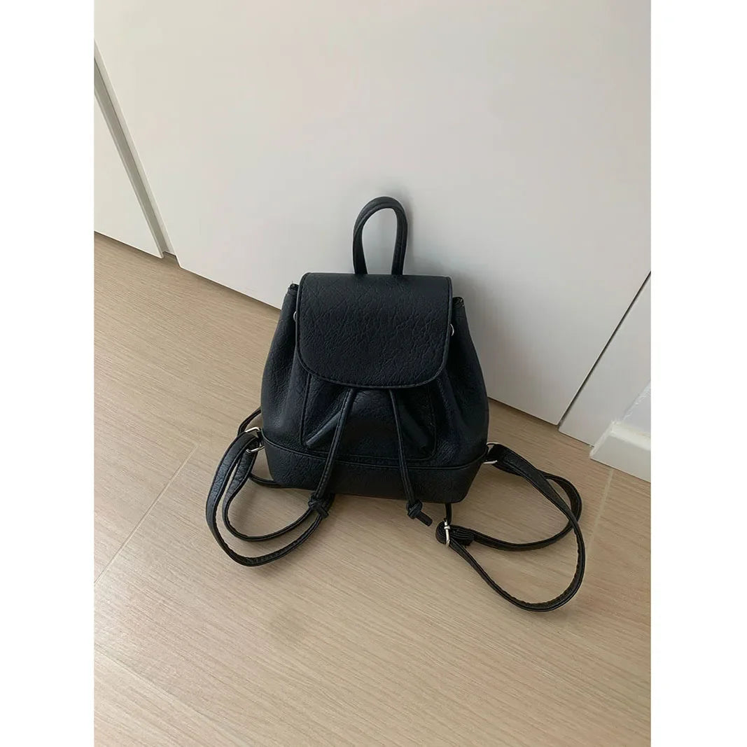 Small Fashion Backpacks School Bags for college girls Pu Leather Women Shoulder Bag Cute Flap String Female Handbags Tote Purse