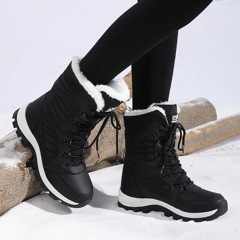 Ladies' Fashionable Snow Boots Solid Color Design Round Toe Style Ultra-fine Fiber Outer Layer Fabric Lining Rubber Sole
