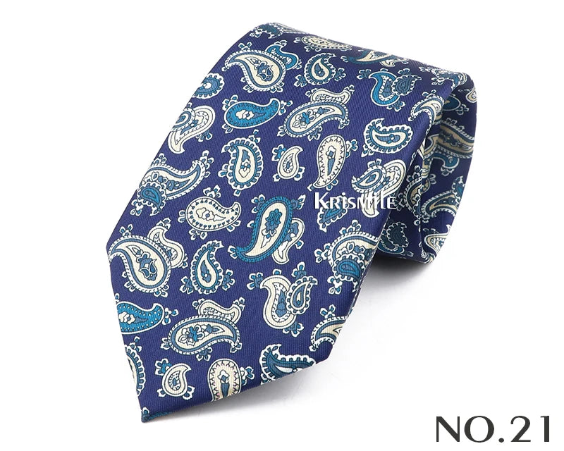 New Design Bohemian Style Necktie For Men Silk Touch Soft Blue Red Yellow Necktie Fit Wedding Party Business Office Accessory