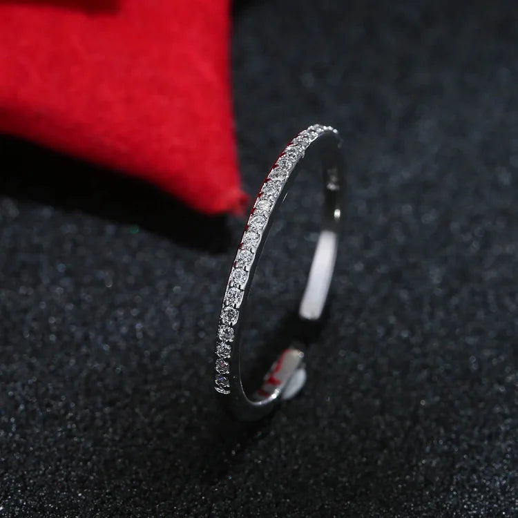 925 Sterling Silver Jewelry Shiny Zircon Women's Rings White Stacking Paired Ring Solid Bands Fine Minimalism Monaco