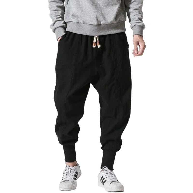 FGKKS Men Casual Pants Fashion Plus Size Harem Pant Loose Style Cotton Pants Male Solid Trousers