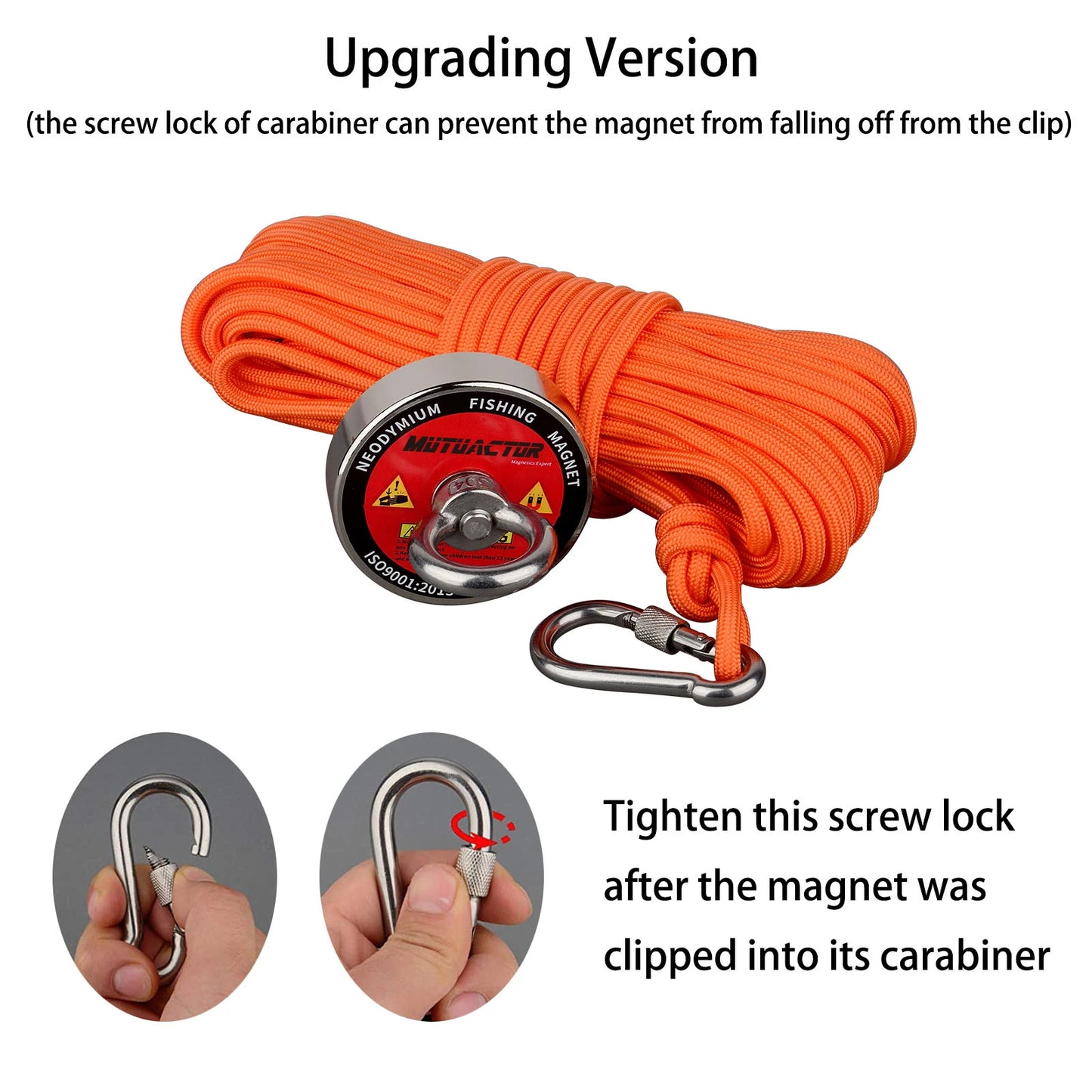 120KG/220KGVertical Srong Neodymium Lifting Magnet Set 10M  Rope Permanant Pot Magnet D60mm Outdoor Funny Tools Fishing