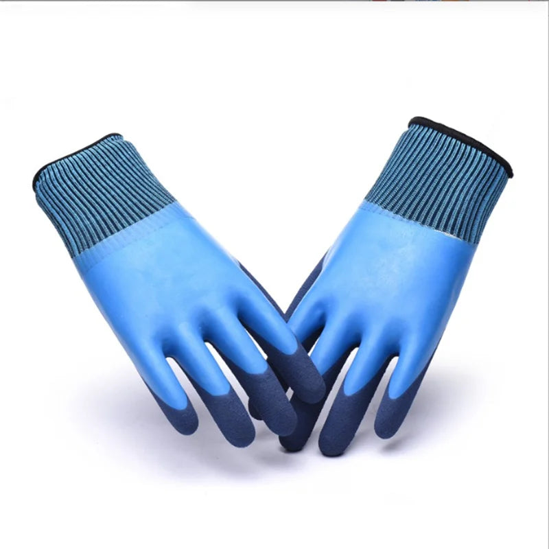 The Labor Protection Wear-resistant and Warm Gloves Are Double-layer Impregnated with Rubber Waterproof Anti-slip and Practical