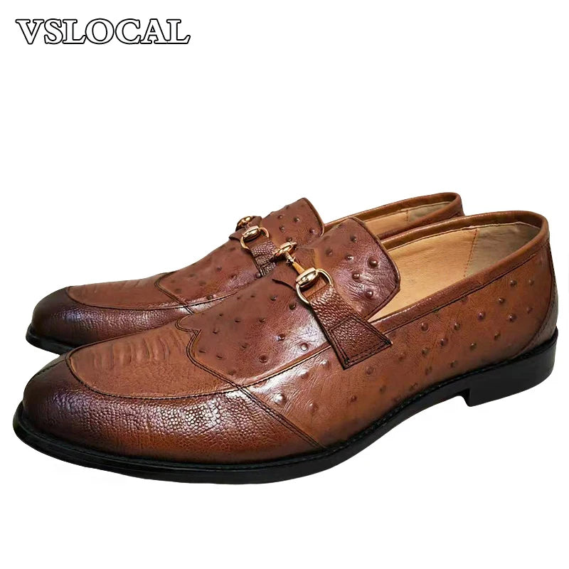 Luxury Men Loafers Shoes Black Horsebit Real Leather Loafers Slip on Casual Men Shoes Dress Wedding Office Shoes For Man