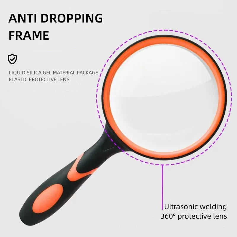 10X Magnifying Glass  Handheld Reading Magnifier For Seniors & Kids Real Glass Magnifying Lens For Book Newspaper Reading