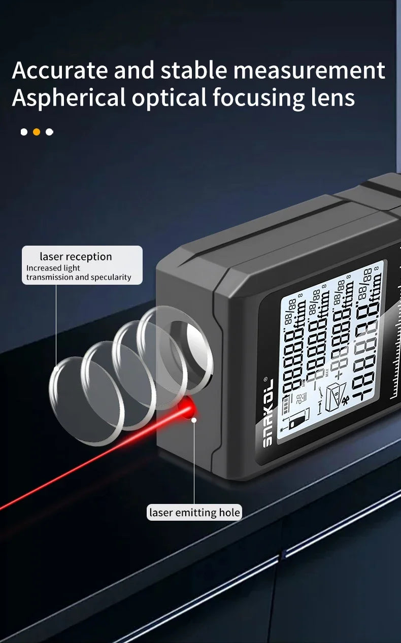 Snakol Digital Laser Distance Meter Rangefinder 50m/70m/100m/120m - Trena Roulette Ruler Tape for Measurement