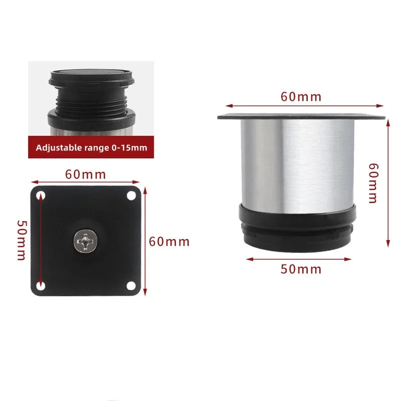 4Pcs 50mm-300mm Furniture Adjustable Cabinet Legs Stainless Steel Furniture Legs Cabinet Table Sofa Bed Feet Furniture Legs Feet