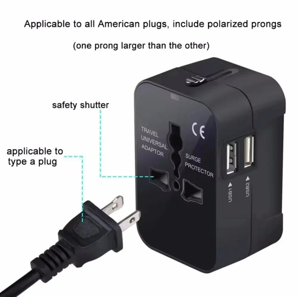 Global Conversion Plug Travel Conversion Socket Dual USB Port EU UK US AU AC Power Charger Universal Adapter Outlet Converter