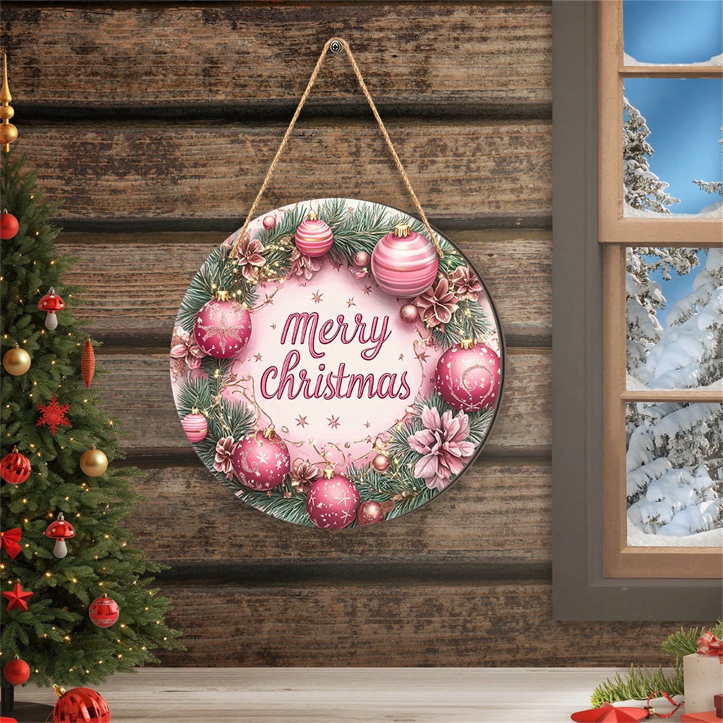 Christmas Christmas Tree Welcome Sign 2d Flat Wooden Holiday Party Hanging Sign Ornaments For Home Garden Decor Christma