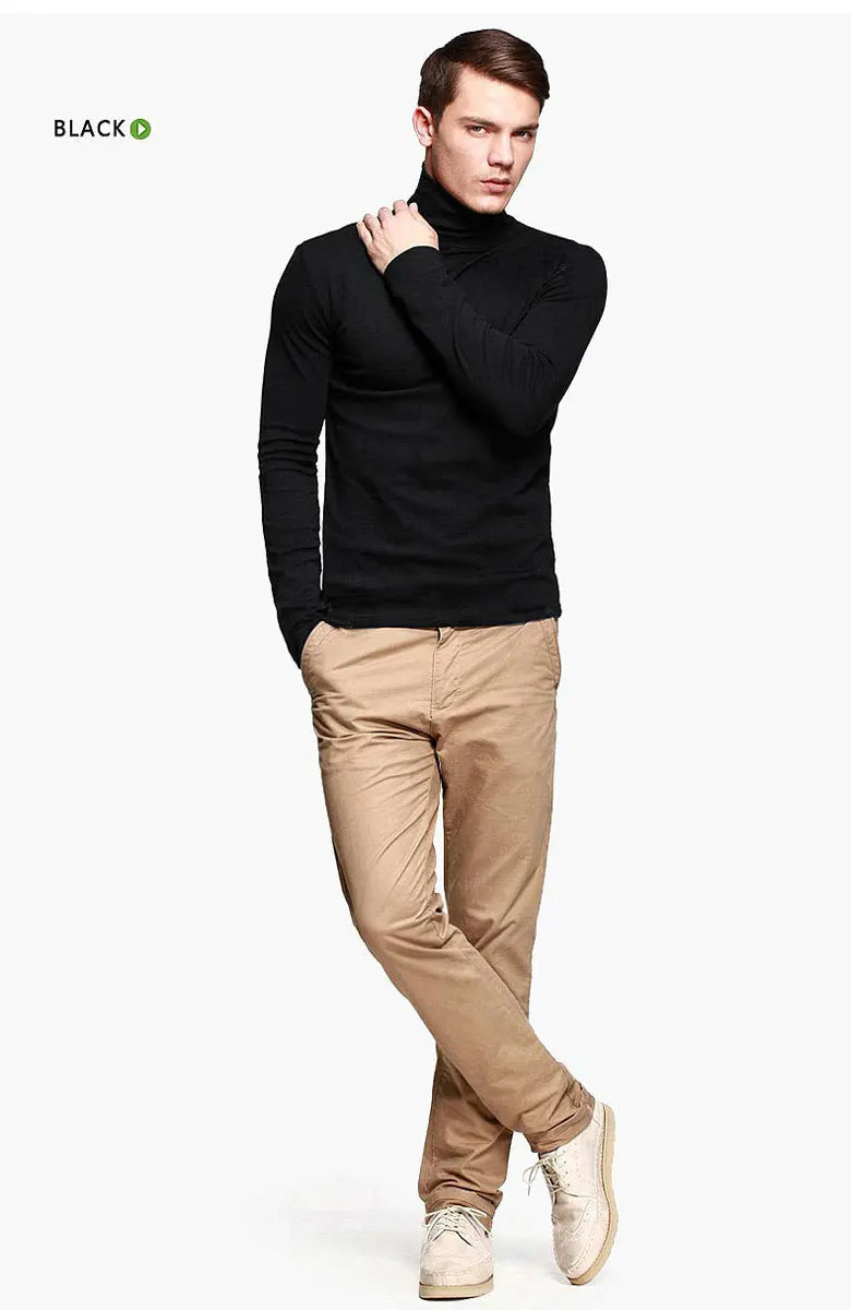 Thermal Underwear Tops Men Spring Clothes Thermal Shirt Autumn Men's Winter Tights High Neck Thin Slim Fit Long Sleeve T-shirt
