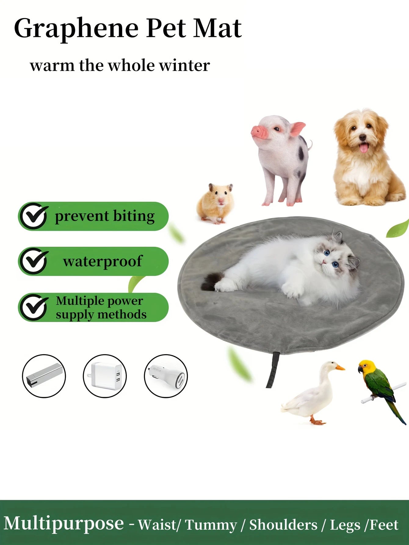 Pet Heating Pad Electric Heated Pad for Dog & Cat Mat Waterproof Heated Bed with Chew Resistant Cord Comfortable Heater Blanket