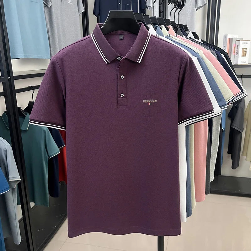 100% pure cotton men's highend brand customized new embroidered short sleeve polo shirt summer casual comfortable breathable top