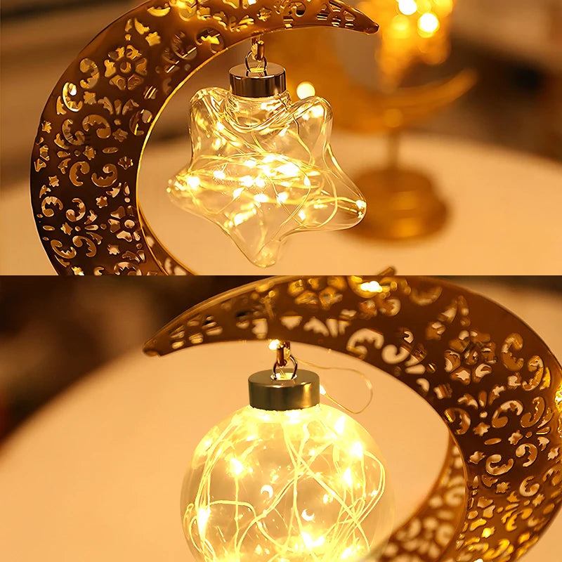 Ramadan Decorations Star Moon Light LED Eid Mubarak Lantern For Home Festival Eid Gift Lslamic Muslim Party Supplies Night Light