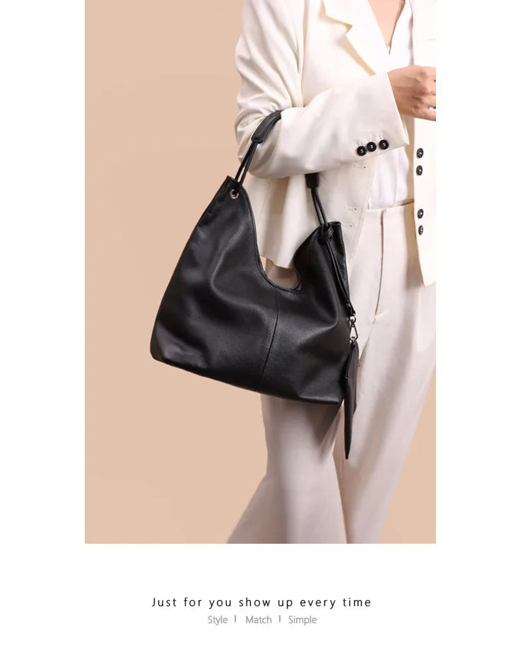 Ladies Handbag Female Bucket Bag Women Shoulder Bag Travel Bag Split Leather Bucket Bag Large Soft Leather Casual Tote