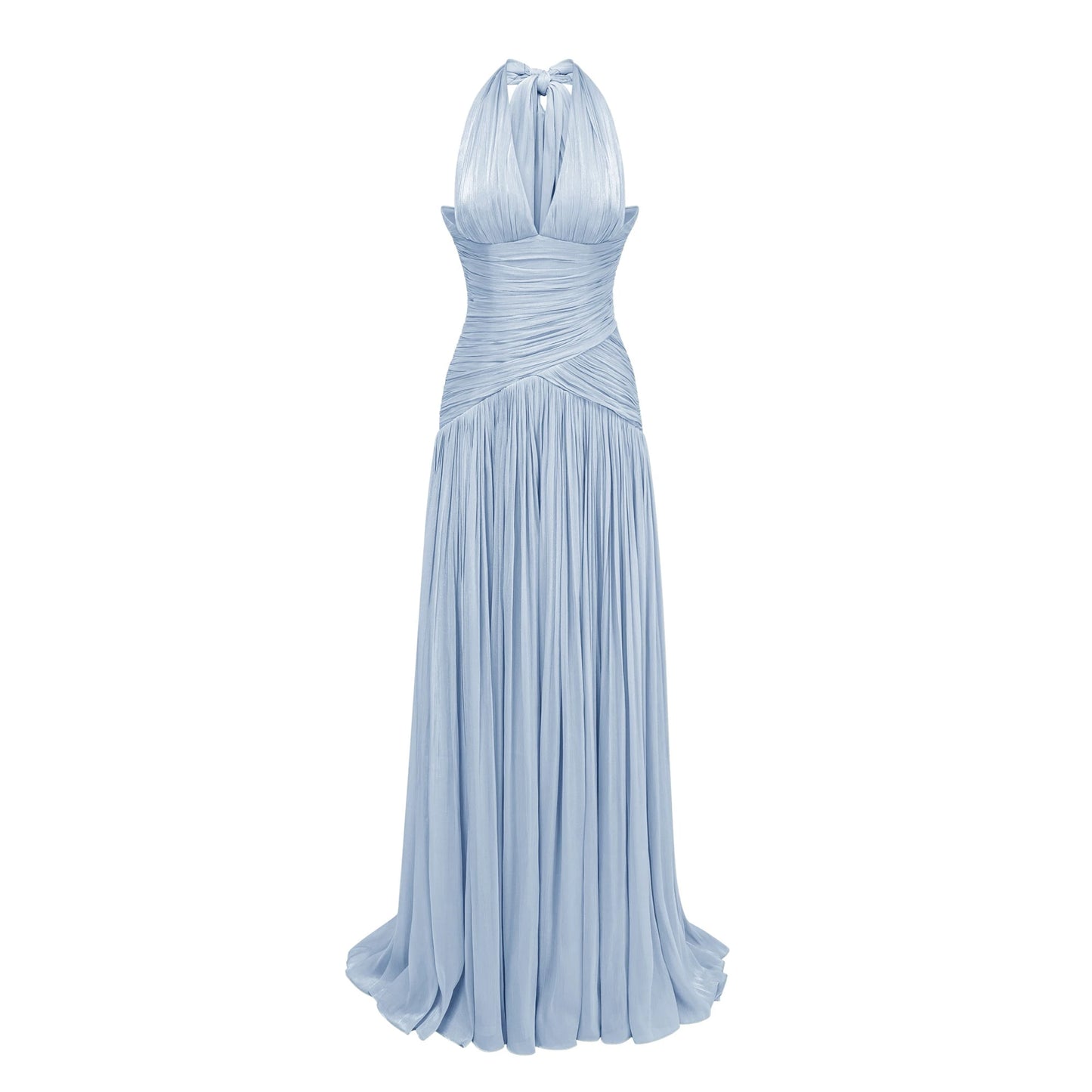 Sexy Blue Silk Satin Long Evening Dresses V-Neck Sleeveless Prom Dresses Saudi Araric Formal Occasion Prom Gowns Customize