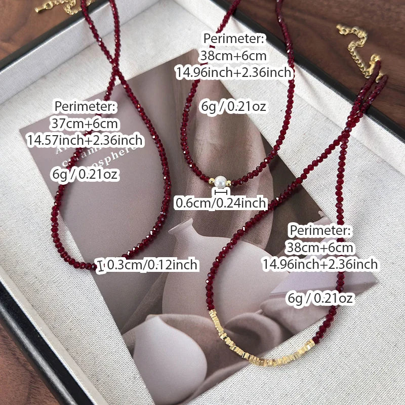 Fashionable Red Pearl Glass Bead Necklace with Unique Design and Luxury Feel for Collarbones