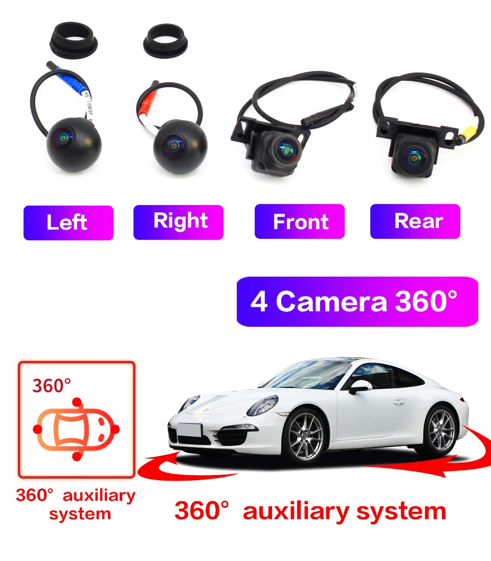 AHD 1080p 3D 360 degrees Surround Bird View Car Camera Panoramic Left Right Front Rear 4-way Camera For Car Android Player