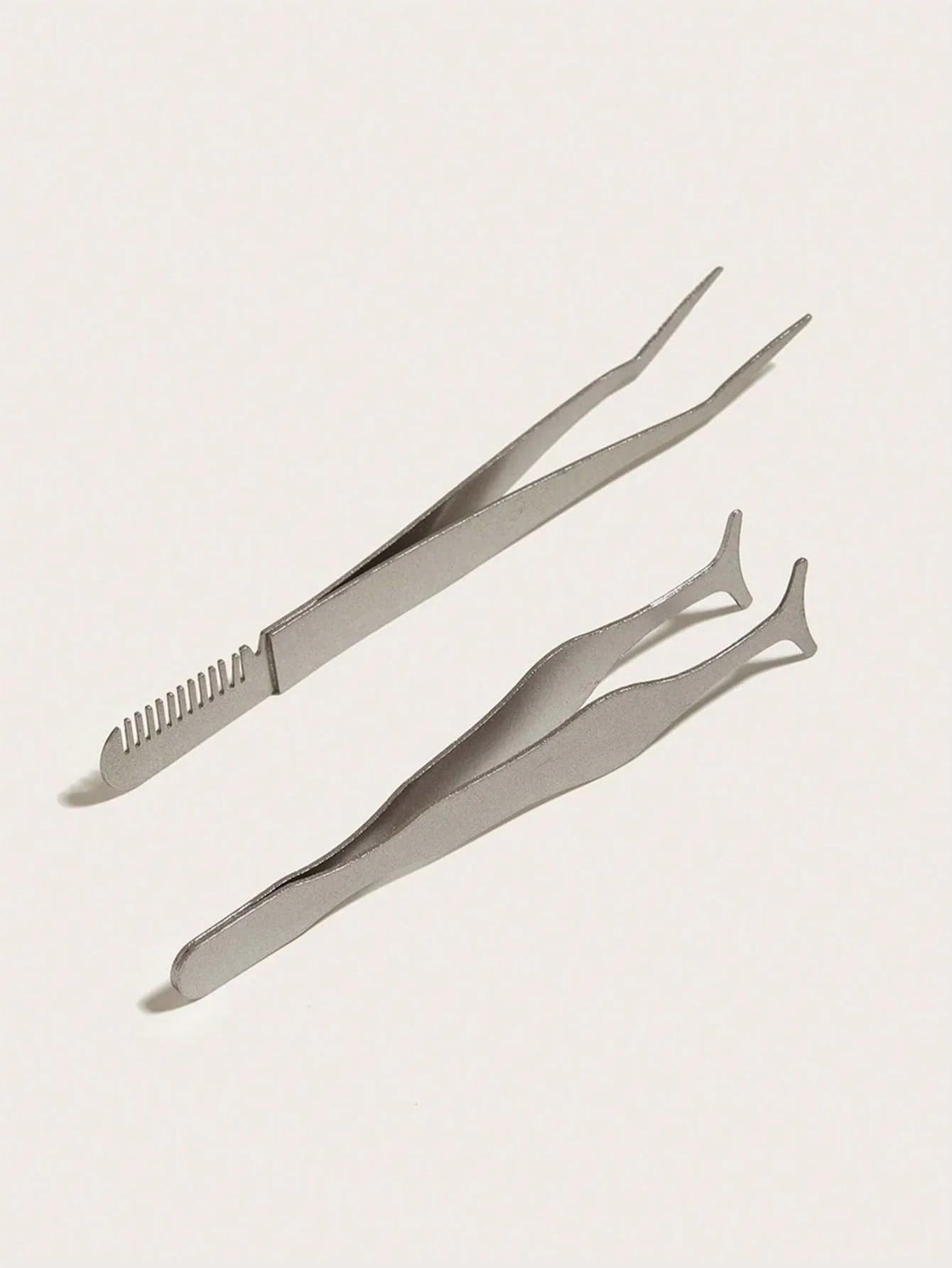 1 Set of 2 Pieces with Comb, Eyelash Curler, Angled Fine-Tipped Tweezers, False Eyelash Applicator, Eyelash Grafting Tool, Multifunctional Partial False Eyelash Applicator