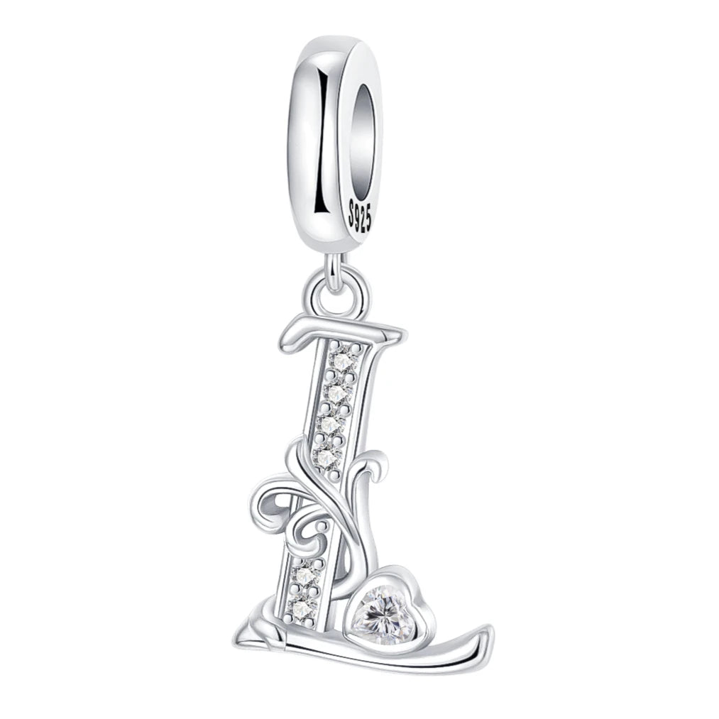 925 Sterling Silver  A-Z 26 English Letters Retro Fashion Pendant Fit Original Bracelet Charm Beads Necklace Diy Female Jewelry