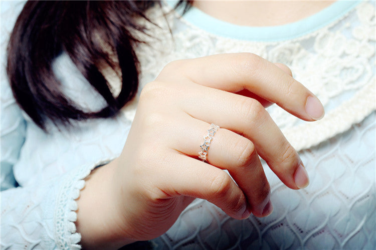 925 Sterling Silver Star Adjustable Ring For Fashion Women Party Fine Jewelry Minimalist Punk Accessories